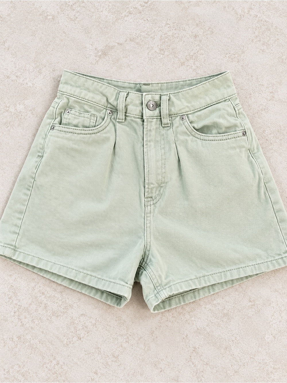 Divided High-Rise light Green Denim Shorts 4